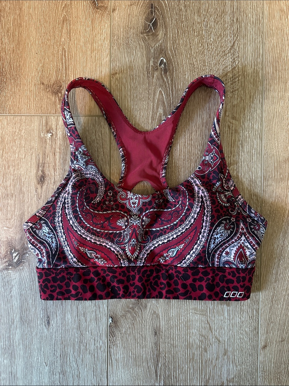 Lorna Jane Red Paisley Leopard Print Sports Bra